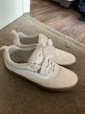 Vans Beige Suede Low-Top Sneakers with White Side Stripe